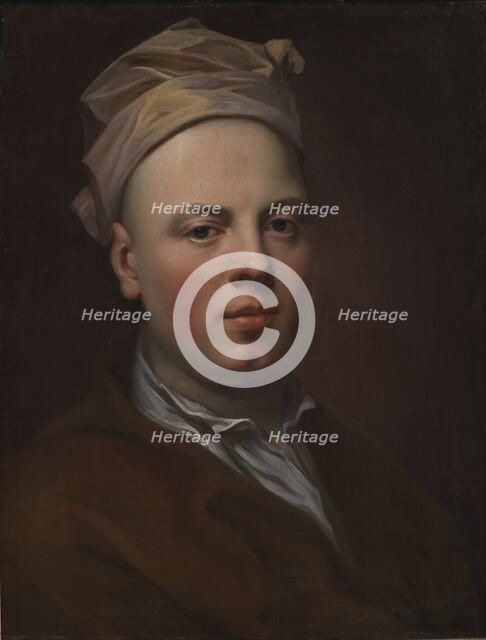 Portrait of a Young Man Wearing a White Cap, 1718. Creator: Balthasar Denner.