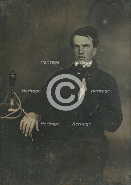 Portrait of a Young Man with a Hookah or Narghile, about 1850. Creator: Unknown.