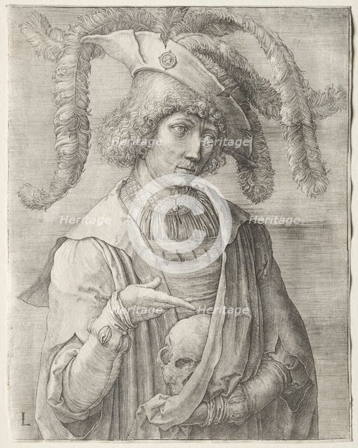 Portrait of a Young Man with a Skull, c. 1519. Creator: Lucas van Leyden (Dutch, 1494-1533).