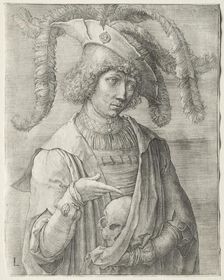 Portrait of a Young Man with a Skull, c. 1519. Creator: Lucas van Leyden (Dutch, 1494-1533)