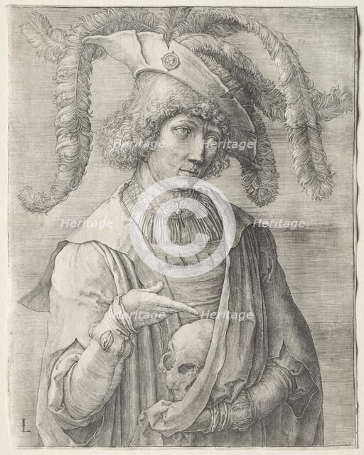 Portrait of a Young Man with a Skull, c. 1519. Creator: Lucas van Leyden (Dutch, 1494-1533).