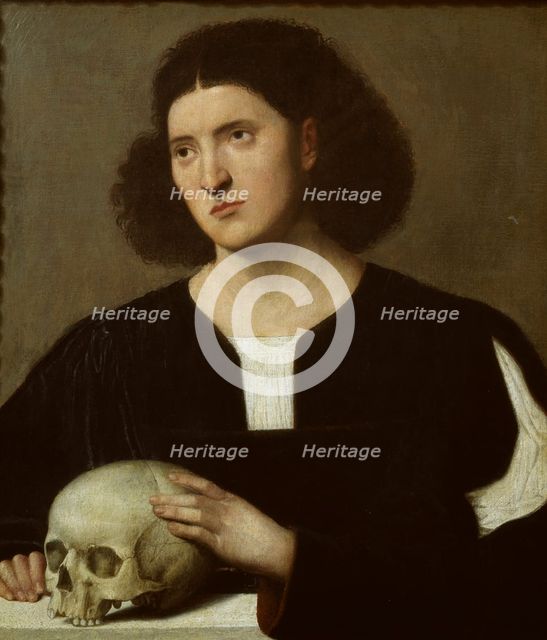 Portrait of a young Man with a Skull, c1510-1515. Artist: Bernardino Licinio.
