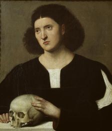 Portrait of a young Man with a Skull, c1510-1515. Artist: Bernardino Licinio