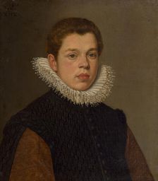 Portrait of a young man with a white ruff collar, c1600. Creator: Domenico Tintoretto