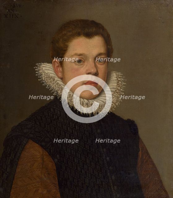 Portrait of a young man with a white ruff collar, c1600. Creator: Domenico Tintoretto.