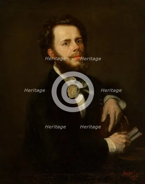 Portrait of a Young Man with Beard, 1876. Creator: Gyula Stetka.