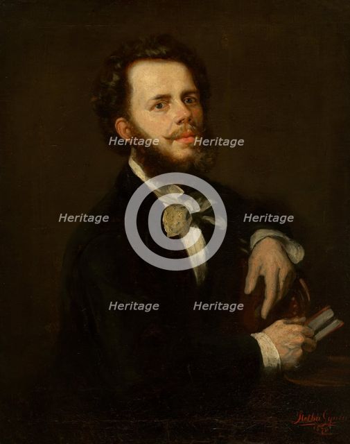 Portrait of a Young Man with Beard, 1876. Creator: Gyula Stetka.