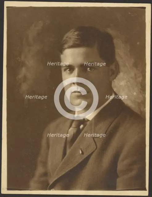 Portrait of a Young Man with Lapel Pin, 1907-1943. Creator: Louis Fleckenstein.