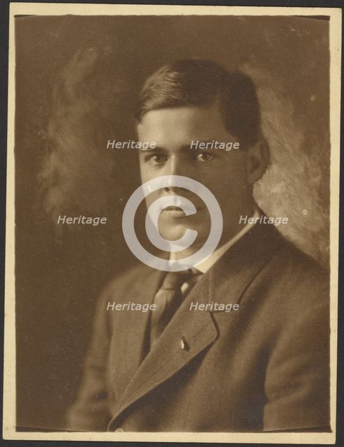 Portrait of a Young Man with Lapel Pin, 1907-1943. Creator: Louis Fleckenstein.