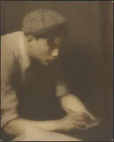 Portrait of a Young Man Writing a Note, 1907-1924. Creator: Louis Fleckenstein