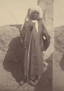 Portrait of a Young North African Man Standing Against a Pillar, 1865. Creator: Théodule Deveria
