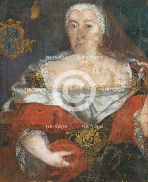 Portrait of a Zemianka in a Brocaded Cloak, 1740. Creator: Unknown.
