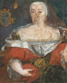 Portrait of a Zemianka in a Brocaded Cloak, 1740. Creator: Unknown