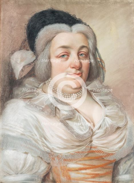 Portrait of a Zemianka in a White Silk and a Knitted hat with a Ribbon, 1790-1810. Creator: Unknown.