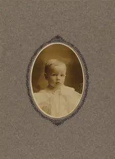 Portrait of a baby boy, about 1900. Creator: Benjamin
