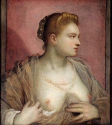 Portrait of a Bare-Breasted Woman, between 1580 and 1590. Creator: Jacopo Tintoretto