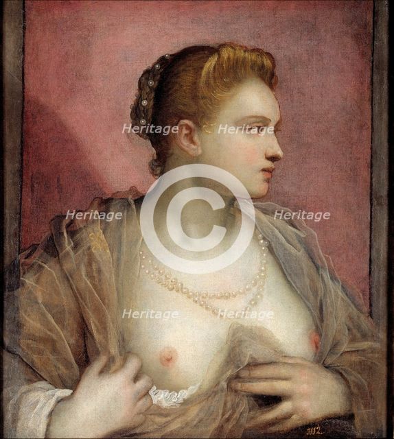 Portrait of a Bare-Breasted Woman, between 1580 and 1590. Creator: Jacopo Tintoretto.