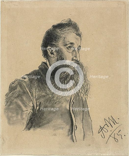 Portrait of a Bearded Man, 1885. Creator: Adolph Menzel.