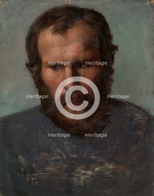 Portrait of a Bearded Man; Unfinished, 1854-1855. Creator: Karl Anders Ekman.