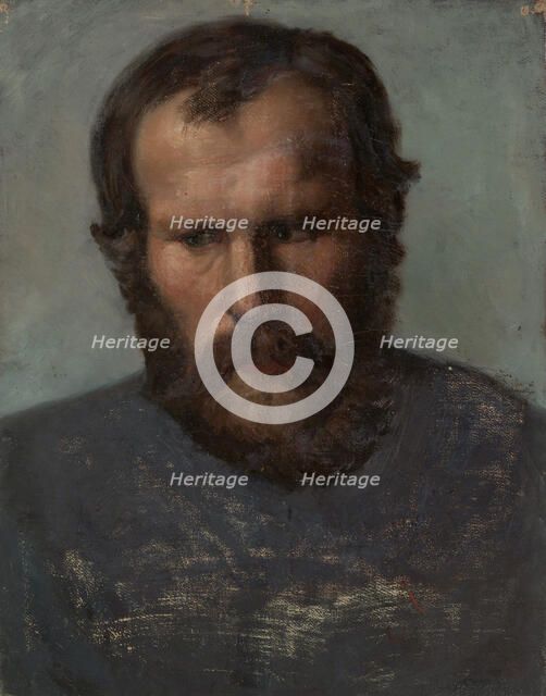 Portrait of a Bearded Man; Unfinished, 1854-1855. Creator: Karl Anders Ekman.