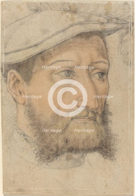 Portrait of a Bearded Man with a Beret, c. 1540. Creator: Heinrich Aldegrever.