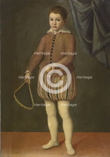 Portrait of a boy holding a tennis racket and ball, Between 1558 and 1563. Artist: Anguissola, Sofonisba, Circle of  