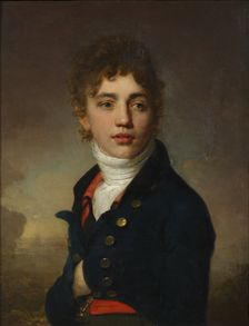 Portrait of a boy wearing a red waistcoat