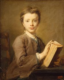 Portrait of a Boy with a Book, 1740. Creator: Jean-Baptiste Perronneau