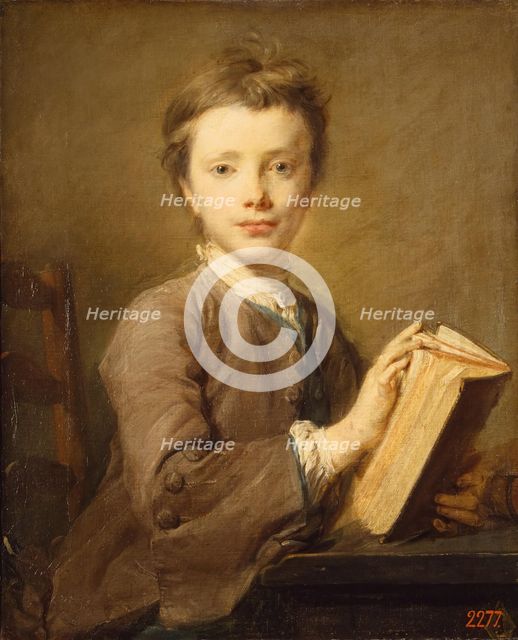 Portrait of a Boy with a Book, 1740. Creator: Jean-Baptiste Perronneau.