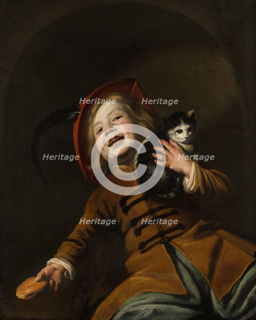 Portrait of a boy with a cat, 1630s. Creator: Judith Leyster.