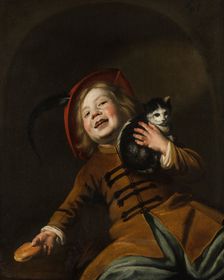 Portrait of a boy with a cat, 1630s. Creator: Judith Leyster