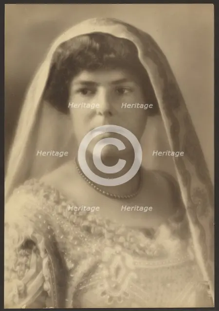 Portrait of a Bride with Beaded Dress, 1907-1943. Creator: Louis Fleckenstein.