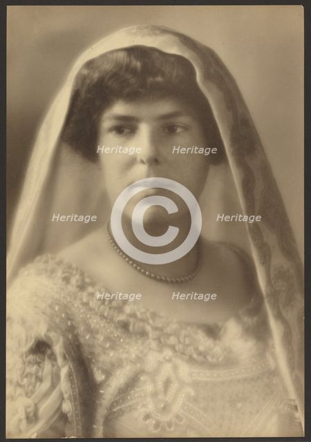 Portrait of a Bride with Beaded Dress, 1907-1943. Creator: Louis Fleckenstein.