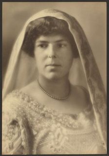 Portrait of a Bride with Beaded Dress, 1907-1943. Creator: Louis Fleckenstein