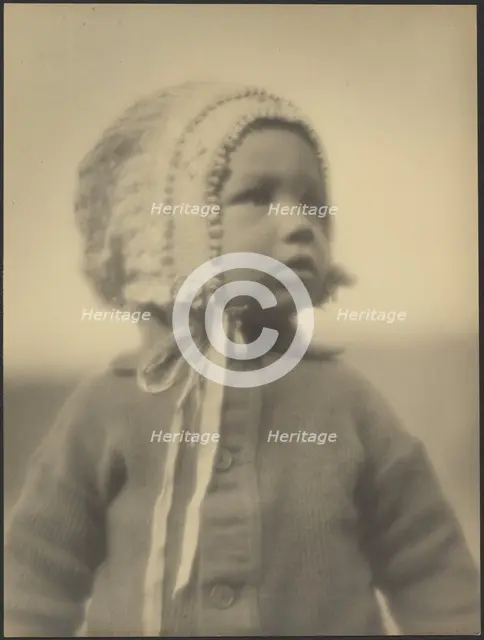 Portrait of a Child Wearing a Bonnet, 1907-1943. Creator: Louis Fleckenstein.