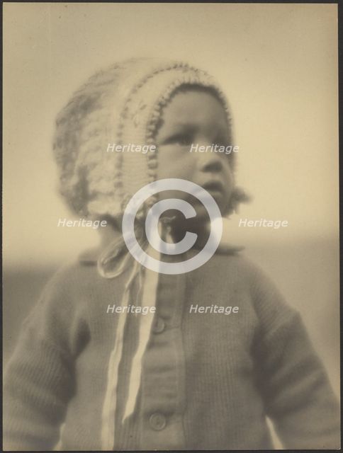Portrait of a Child Wearing a Bonnet, 1907-1943. Creator: Louis Fleckenstein.