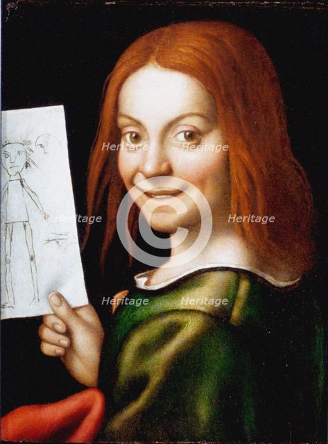 Portrait of a Child with a Drawing.