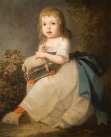 Portrait of a Child with a Toy Sheep, 1850. Creator: Unknown