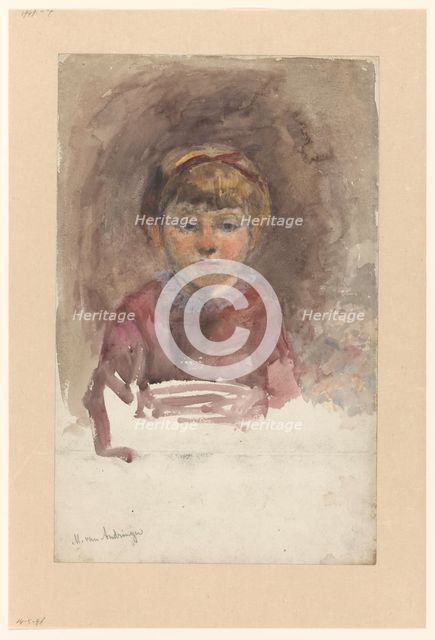 Portrait of a child from the front, 1874-1918. Creator: Martinus van Andringa.