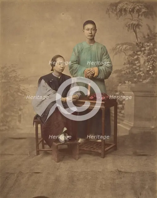 [Portrait of a Chinese Couple], 1870s. Creator: Unknown.