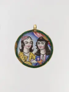 Portrait of a Couple in a Round Pendant, Iran, late 18th century. Creator: Unknown