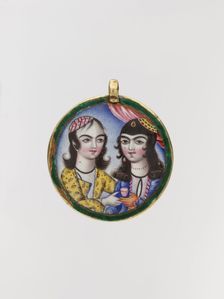 Portrait of a Couple in a Round Pendant, Iran, late 18th century. Creator: Unknown
