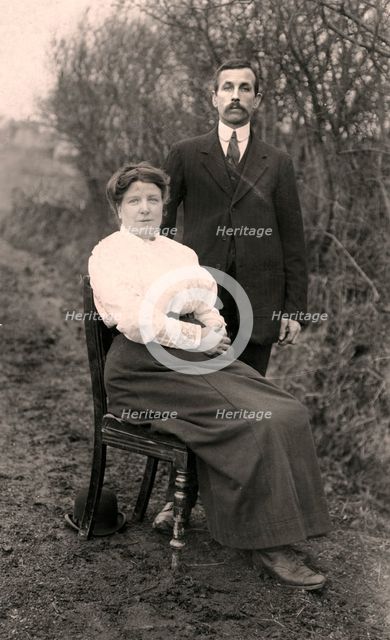Portrait of a couple outdoors, early 20th century. Artist: Unknown