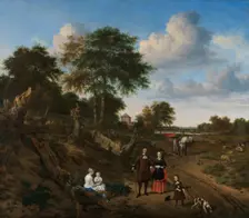 Portrait of a Couple with Two Children and a Nurse in a Landscape, 1667. Creator: Adriaen van de Velde