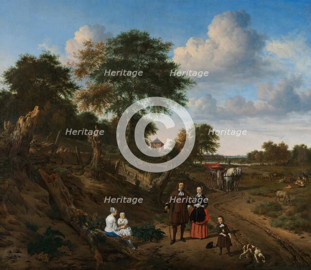 Portrait of a Couple with two Children and a Nursemaid in a Landscape, 1667. Artist: Velde, Adriaen, van de (1636-1672)