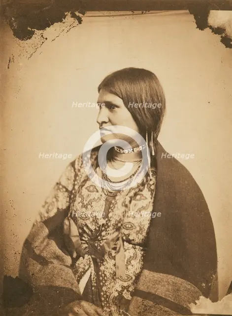 Portrait of a Dakota Sitter, about 1862-1864. Creator: Joel E Whitney.