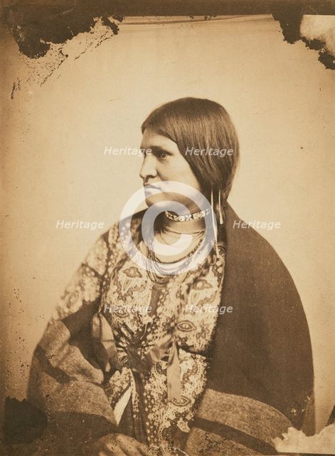 Portrait of a Dakota Sitter, about 1862-1864. Creator: Joel E Whitney.