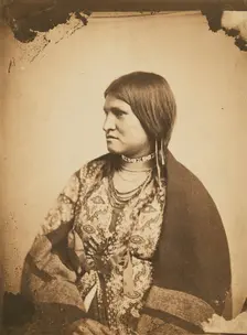 Portrait of a Dakota Sitter, about 1862-1864. Creator: Joel E Whitney