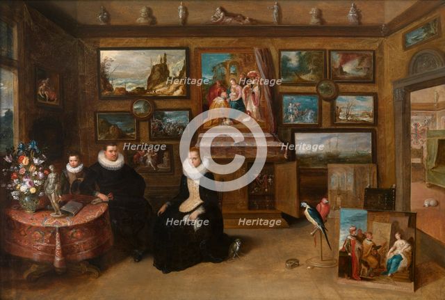 Portrait of a Family in a Collector's Cabinet, 1628-1629. Creator: Frans Francken II.
