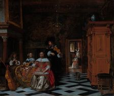 Portrait of a Family Playing Music, 1663. Creator: Pieter de Hooch (Dutch, 1629-1684)